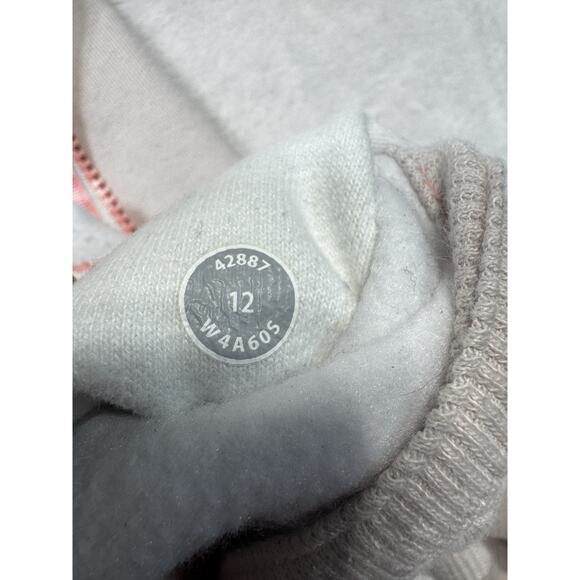 Lululemon Scuba Hoodie Size 12 Light Taupe White Zip Up Sweatshirt Pink Zipper - Picture 8 of 8